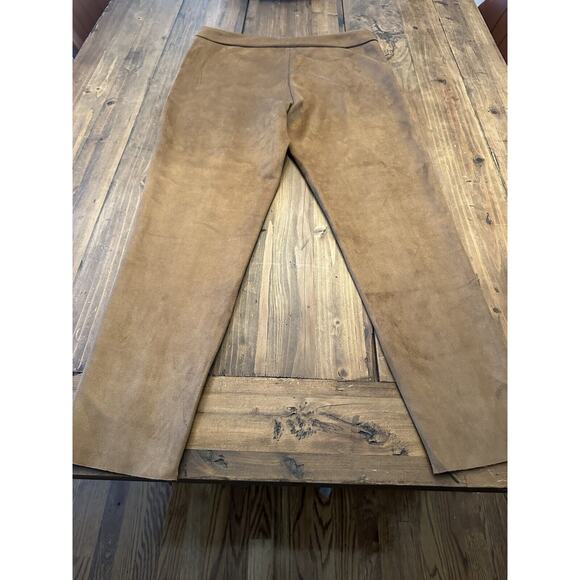 Zara Women’s Vegan Faux Suede Straight Leg Pants Size XL Ankle Zip Slacks - Picture 10 of 15